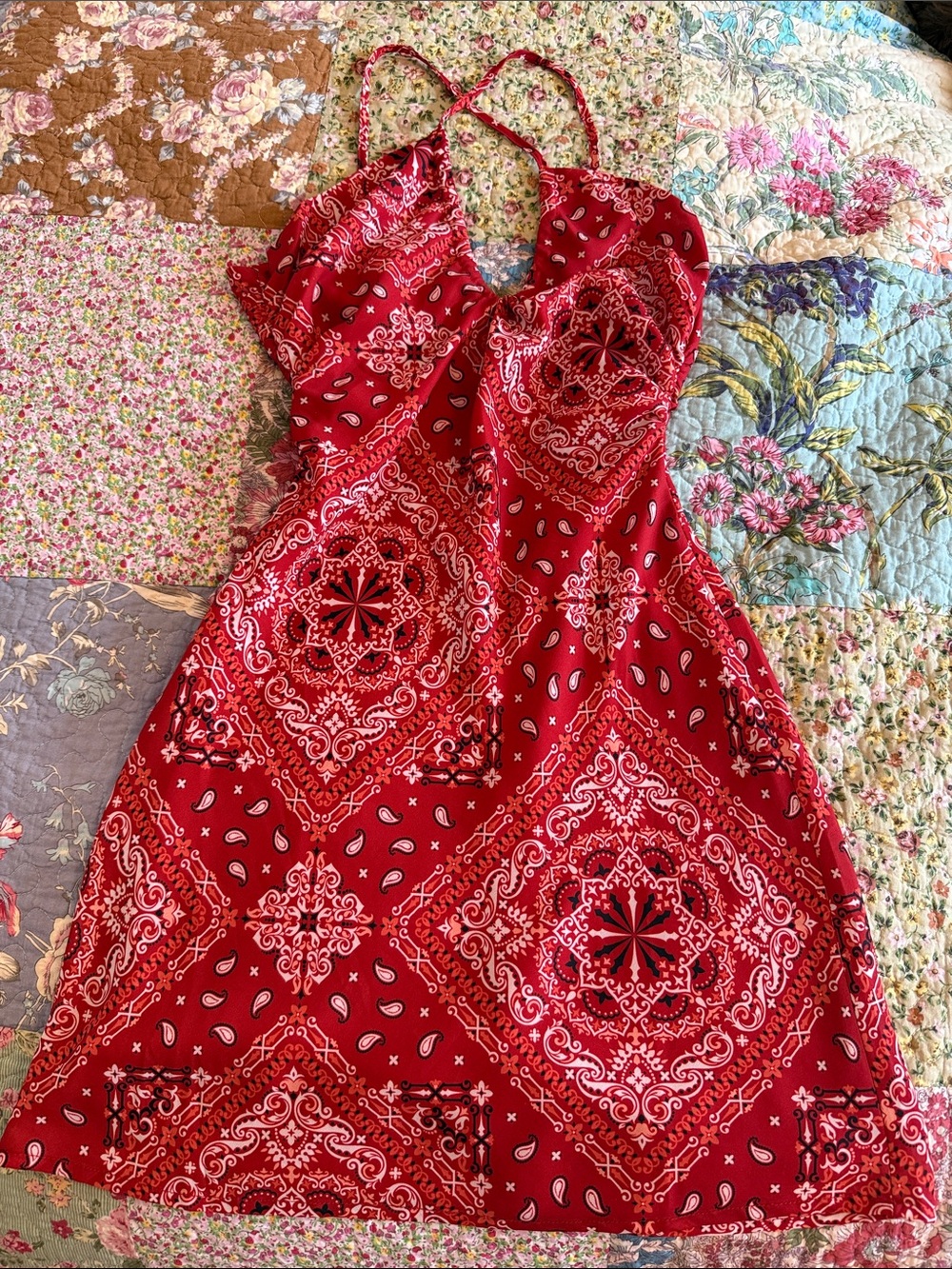 Jagger & Stone Red Bandana Print Sleeveless Summer Dress
